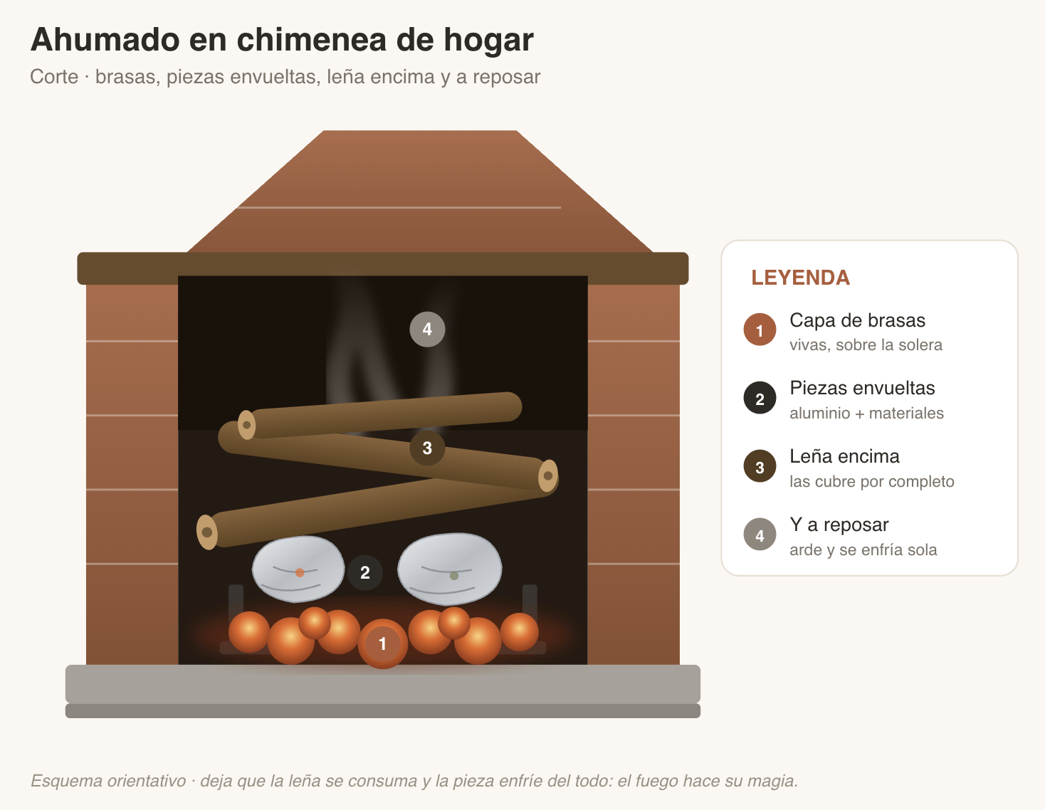 Esquema horientativo de humano en chimenea